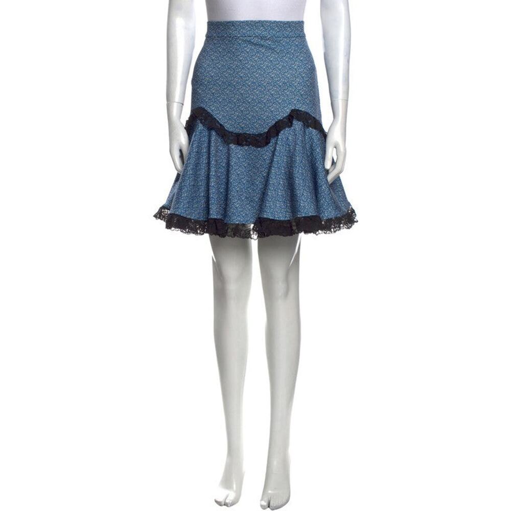 Selkie Printed Knee-Length Skirt Blue - XS